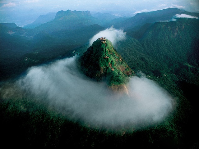 View of Adam’s Peak above Nallathanniya in the early morning light
