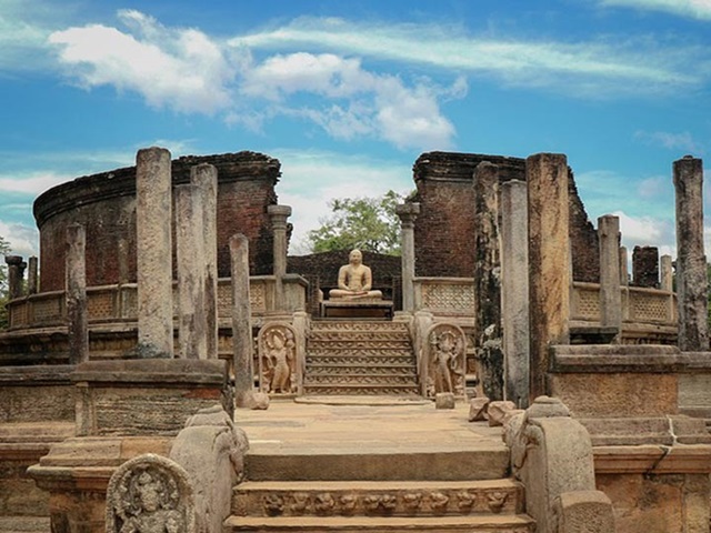 Stone ruins of the Royal Palace in Polonnaruwa, Sri Lanka