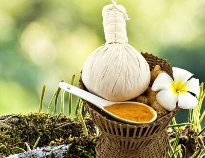 Herbal steam pouches with turmeric, ginger, and healing herbs