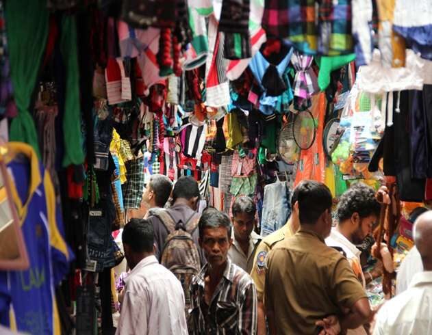 Colorful shopfronts at Pettah Market Colombo