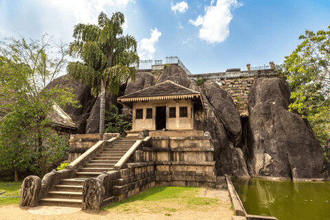 Isurumuniya Temple rock carvings and pond Anuradhapura