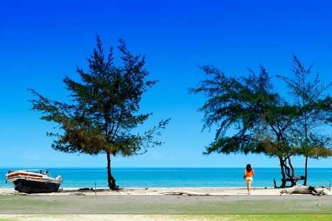 Casuarina Beach with clear blue water Jaffna Sri Lanka