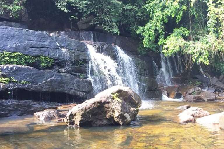 Small waterfall inside Makandawa Rainforest Reserve in Kitulgala Sri Lanka