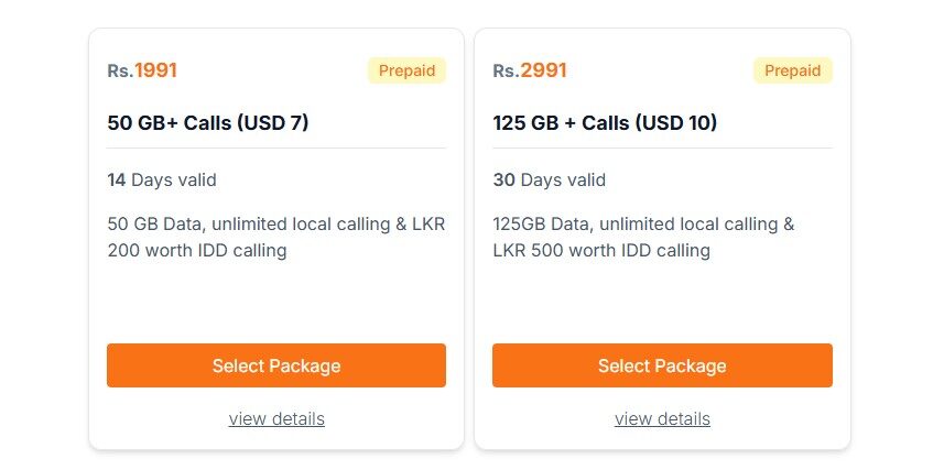Hutch Sri Lanka prepaid tourist SIM data packages with 4G internet, unlimited calls, and affordable rates.