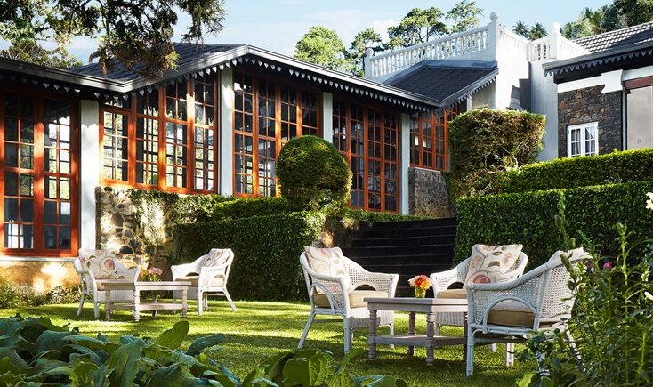 Lush landscaped gardens at Jetwing St. Andrew Hotel in Nuwara Eliya