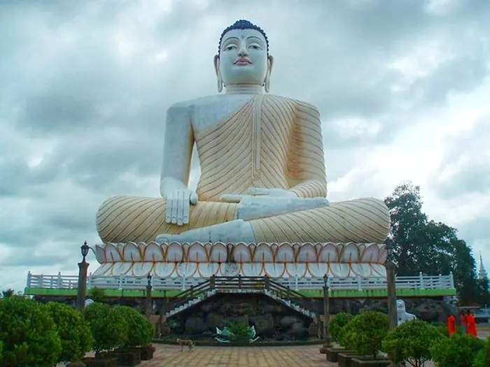Large seated Buddha statue at Kande Viharaya Temple near Bentota Sri Lanka